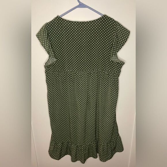 D11 Andree Size Large Polka Dot Dress with Embroidery and Flutter Sleeves - Picture 2 of 8